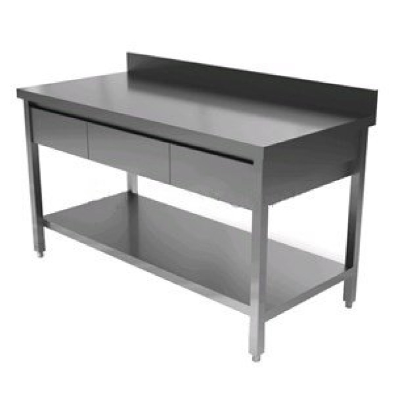 Stainless steel work table with upstand