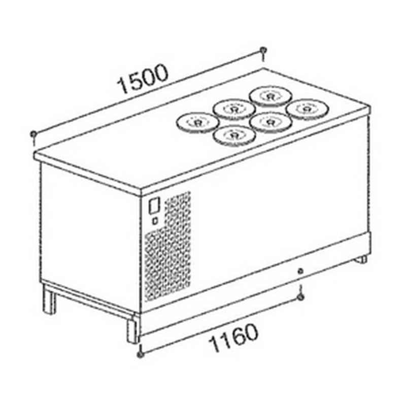 Bench wells ice cream BPL1500BVEN / 6 with reserve